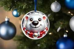 Polar Bear Smiling Round Ornament Sublimation PNG Product Image 1
