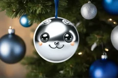 Rabbit Smiling Round Ornament Sublimation PNG Product Image 1