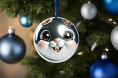 Rabbit Smiling Round Ornament Sublimation PNG Product Image 3