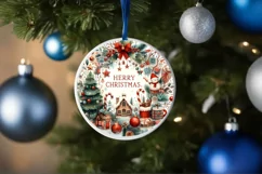 Watercolor Christmas Holiday Laughter Round Ornament PNG Product Image 4