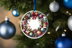 Watercolor Christmas Holiday Laughter Round Ornament PNG Product Image 4