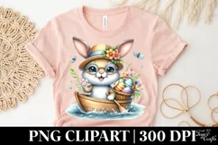 Paddling Easter Bunny Egg Flower, Clipart |T-shirt, Mug PNG Product Image 4