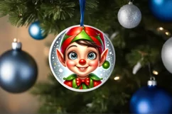 Elf Smiling Round Ornament Sublimation PNG Product Image 3