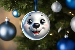Polar Bear Smiling Round Ornament Sublimation PNG Product Image 1