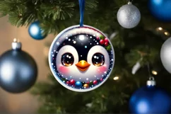 Penguin Smiling Round Ornament Sublimation PNG Product Image 3