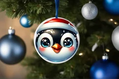 Penguin Smiling Round Ornament Sublimation PNG Product Image 3
