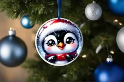 Penguin Smiling Round Ornament Sublimation PNG Product Image 3