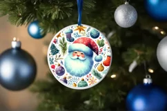Watercolor Christmas Holiday Merriness Round Sticker PNG Product Image 4