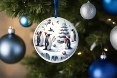 Watercolor 3D Penguins Christmas Sublimation PNG Product Image 4