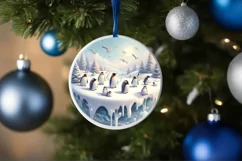 Watercolor 3D Penguins Christmas Sublimation PNG Product Image 4