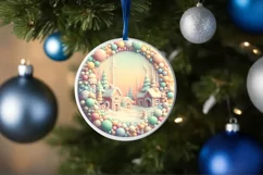 Pastel Christmas Candy Round Sublimation PNG Product Image 4