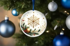 Round Christmas Ornament Sublimation|Clipart Product Image 1