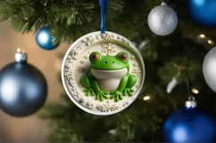 Pastel Christmas Winter 3D Frog Sublimation PNG Product Image 1
