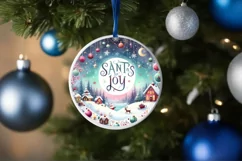Christmas Santa Round Sticker Sublimation PNG Product Image 1