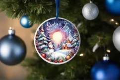 Christmas Santa Round Sticker Sublimation PNG Product Image 4