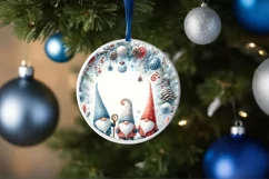 Winter Gnomes Round Sticker Sublimation PNG Product Image 1