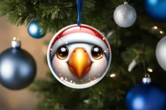 Shiny Parrot Face Round Ornament Sublimation PNG Product Image 1