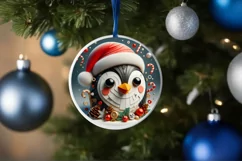 Penguin Christmas Round Cute Ornament Sublimation Product Image 4
