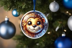 Shiny Lion Face Round Ornament Sublimation PNG Product Image 1