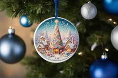 Detailed Winter Christmas Candy Round Ornament Sublimation Product Image 4