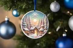 Detailed Winter Christmas Candy Round Ornament Sublimation Product Image 4