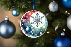 Colorful Winter Christmass Snowflake Round Sticker Product Image 1