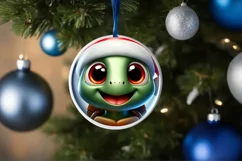 Shiny Turtle Face Round Ornament Sublimation PNG Product Image 3