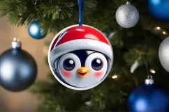 Shiny Penguin Face Round Ornament Sublimation PNG Product Image 1