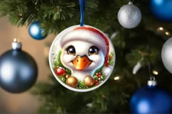 Shiny Swan Face Round Ornament Sublimation PNG Product Image 1