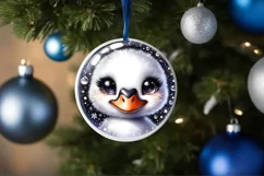 Shiny Swan Face Round Ornament Sublimation PNG Product Image 1