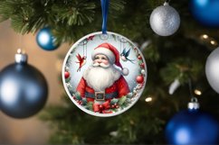 Watercolor Santa Round Sticker Ornament PNG Product Image 1