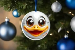 Shiny Duck Face Round Ornament Sublimation PNG Product Image 3
