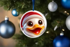 Shiny Duck Face Round Ornament Sublimation PNG Product Image 1