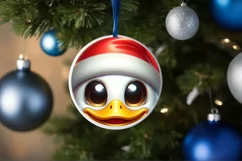 Shiny Duck Face Round Ornament Sublimation PNG Product Image 3