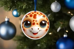 Shiny Giraffe Face Round Ornament Sublimation PNG Product Image 1
