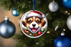 Shiny Puppy Face Round Ornament Sublimation PNG Product Image 3