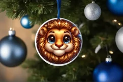 Shiny Lion Face Round Ornament Sublimation PNG Product Image 1