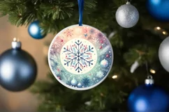 Pastel Colorful Christmas Snowflake Round Sticker PNG Product Image 1