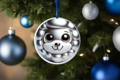 Lamb with big eyes Round Christmas Ornament Sublimation PNG Product Image 3