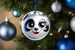 Shiny Panda Face Round Ornament Sublimation PNG Product Image 1