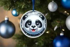 Shiny Panda Face Round Ornament Sublimation PNG Product Image 1