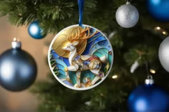 Christmas Round Reindeer Animal Ornament Sublimation Product Image 4
