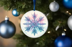 Snow Flake Christmas Round Cute Ornament Sublimation Product Image 4
