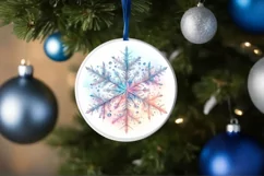 Snow Flake Christmas Round Cute Ornament Sublimation Product Image 4