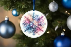 Snow Flake Christmas Round Cute Ornament Sublimation Product Image 4