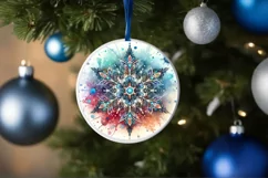 Snow Flake Christmas Round Cute Ornament Sublimation Product Image 4