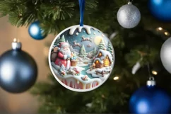 Christmas Round Cute Animal Ornament Sublimation Product Image 4