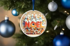 Noel Candy Christmas Round Cute Ornament Sublimation Product Image 4