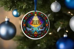 Believe Christmas Round Cute Ornament Sublimation Product Image 4