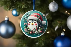 Penguin Christmas Round Cute Ornament Sublimation Product Image 4